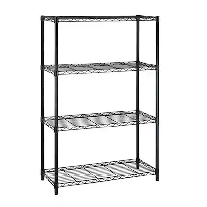 Front. Sugift - 4-Tier Steel Shelving Rack with Adjustable Shelf Storage Unit - Black.