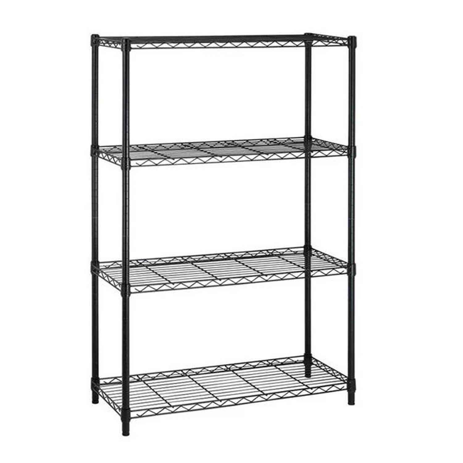 Sugift - 4-Tier Steel Shelving Rack with Adjustable Shelf Storage Unit - Black