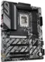The image features a close-up view of a computer motherboard, specifically a Gigabyte motherboard. The motherboard is black and white in color, and it is designed for Intel Core processors. The board is equipped with a socket LGA 1151, which supports Intel's 8th and 9th generation Core processors. The motherboard also includes a Gigabyte WiFi module, providing wireless connectivity. The image showcases the intricate details of the motherboard, highlighting its durability and high-quality construction.