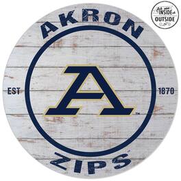 Jardine - Akron Zips 20'' Indoor/Outdoor Weathered Circle Sign - White
