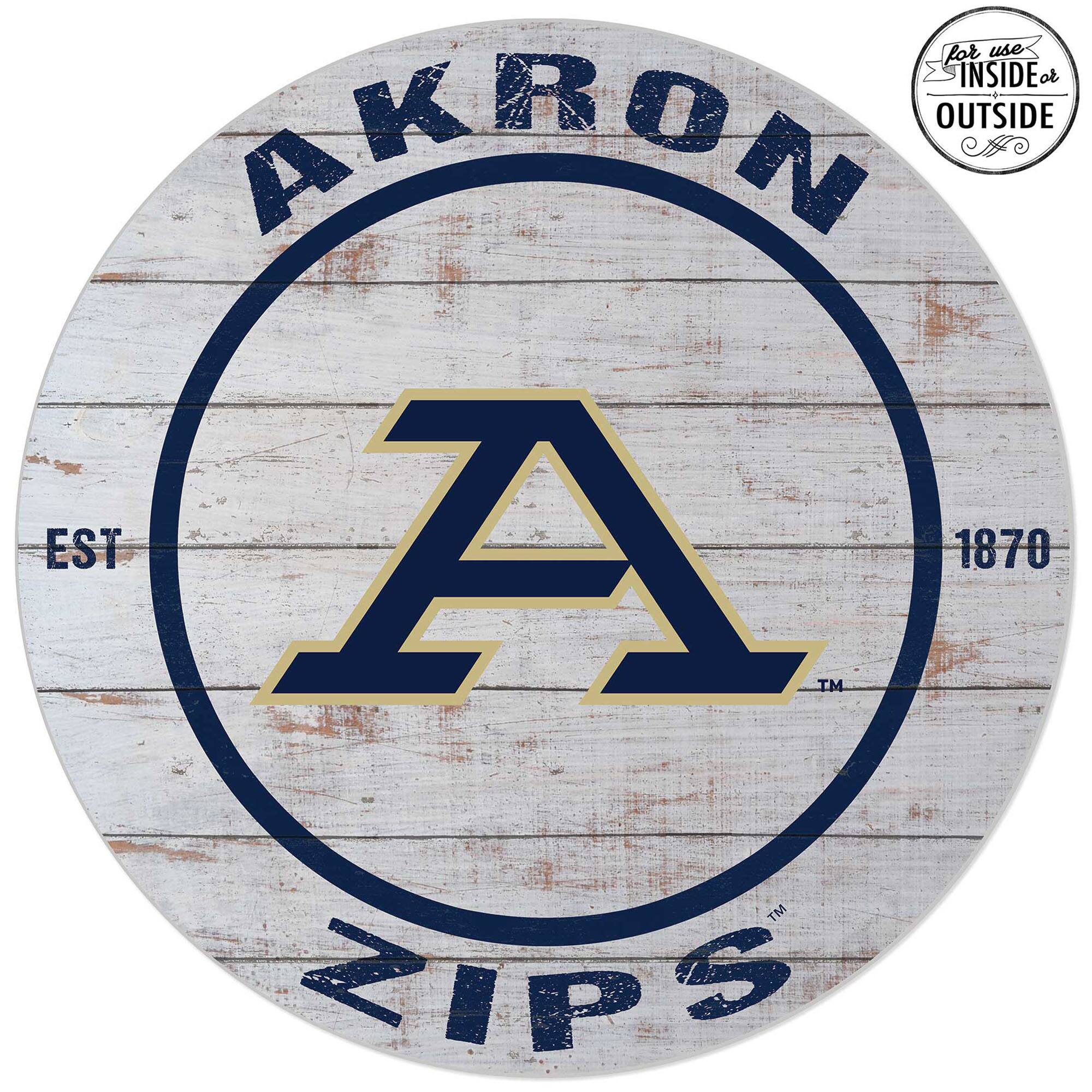 Akron Zips 20'' Indoor/Outdoor Weathered Circle Sign