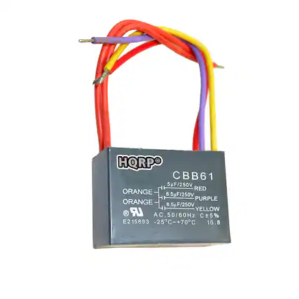 CBB61
5µF/250V RED
6.5µF/250V ORANGE
6.5µF/250V PURPLE
6.5µF/250V YELLOW
AC 50/60Hz
C ±5%
-25°C ~ +70°C
16.8
E215893
HQRP