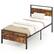 Front. Costway - Twin Size Bed Frame with Wooden Headboard and Footboard Under-Bed Storage - Brown.