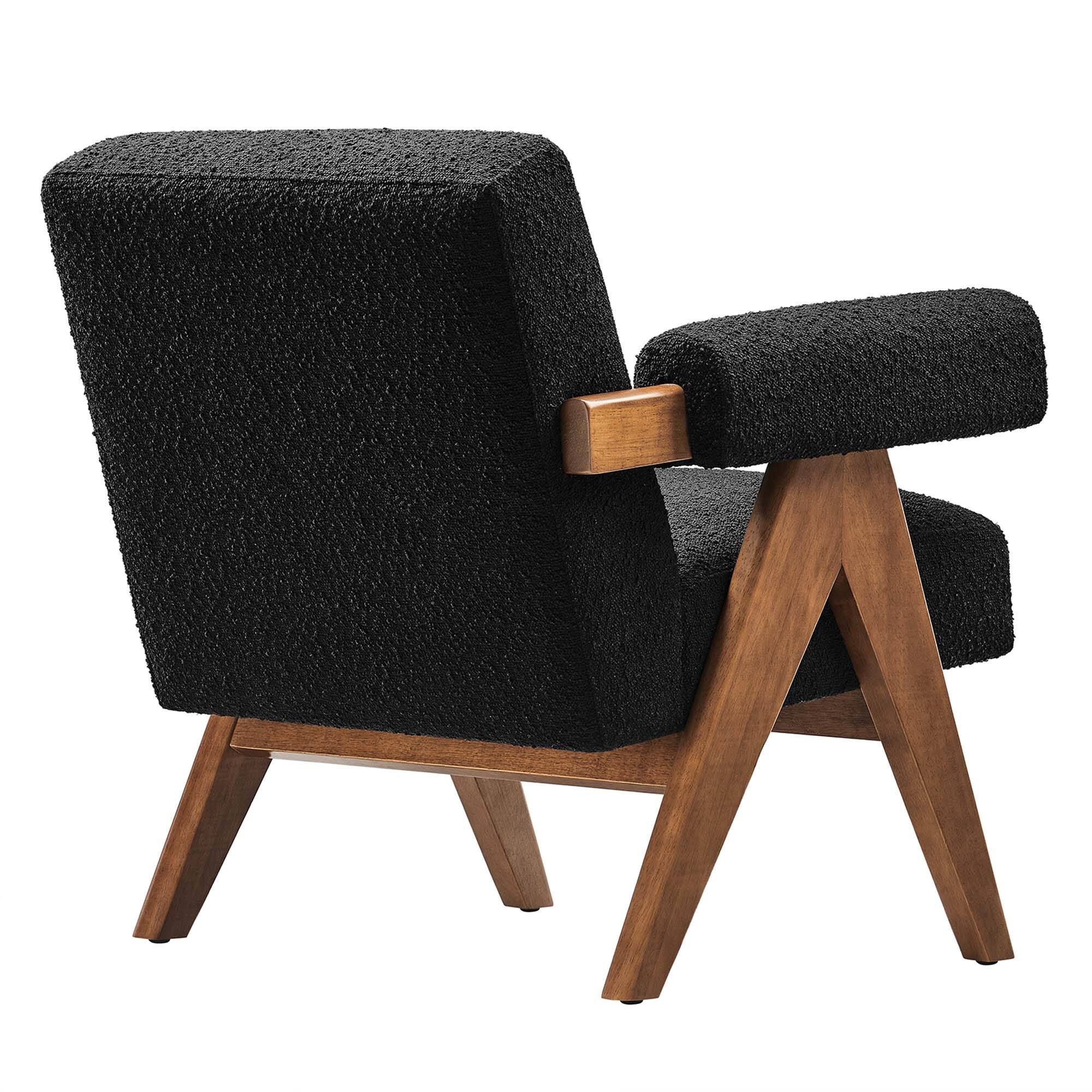 Alt View 2. Modway - Lyra Boucle Fabric Armchair Set of 2 by Modway - Black.