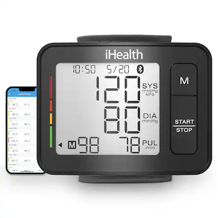 iHealth
10:50 5/20
120 mmHg SYS kPa
80 mmHg DIA
98 PUL /min
M START STOP
Blood Pressure
10:57
Jul 14, 2023
93 61
Apr 4, 2023
99 49
May 10, 2023
124 69
May 17, 2023
91 44
Sep 13, 2023
97 65
Sep 11, 2023
100 66
Feb 7, 2023
94 64