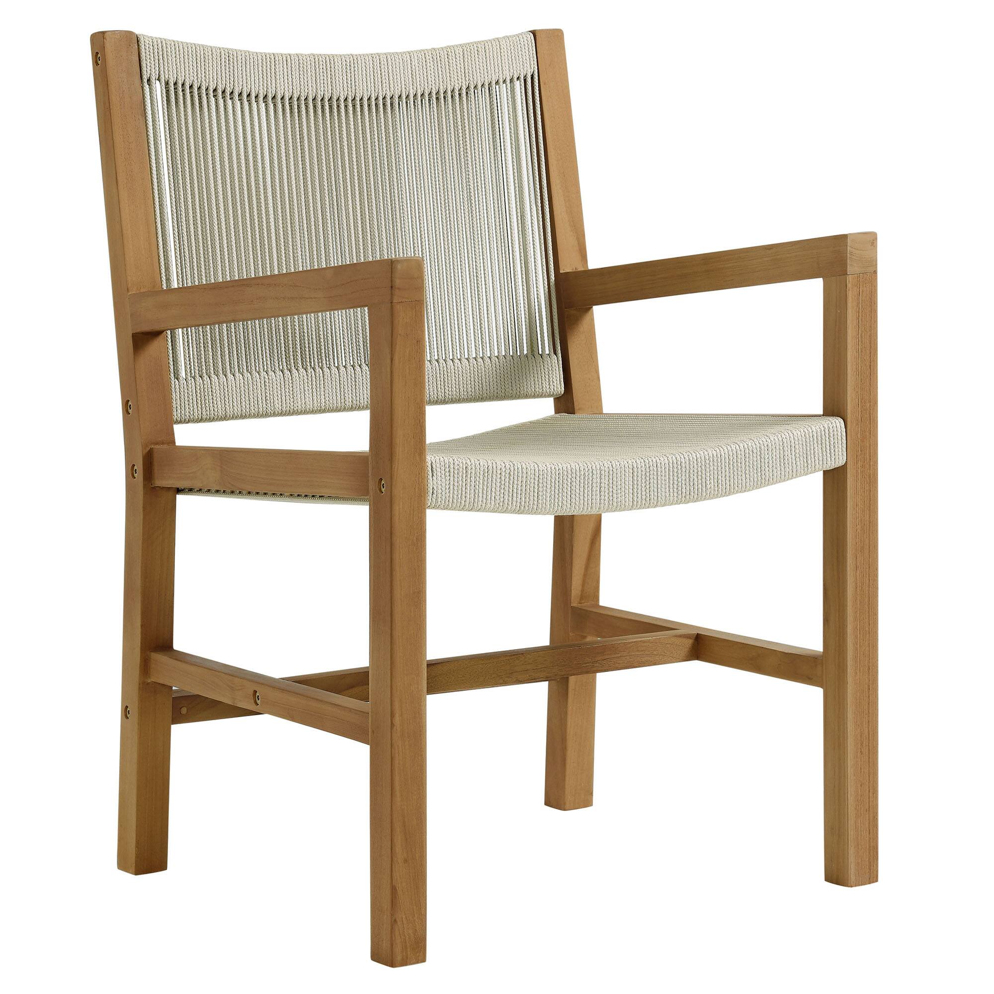 Alt View 2. Modway - Vienna Outdoor Patio Teak and Rope Dining Armchairs Set of 2 by Modway - Natural Natural.