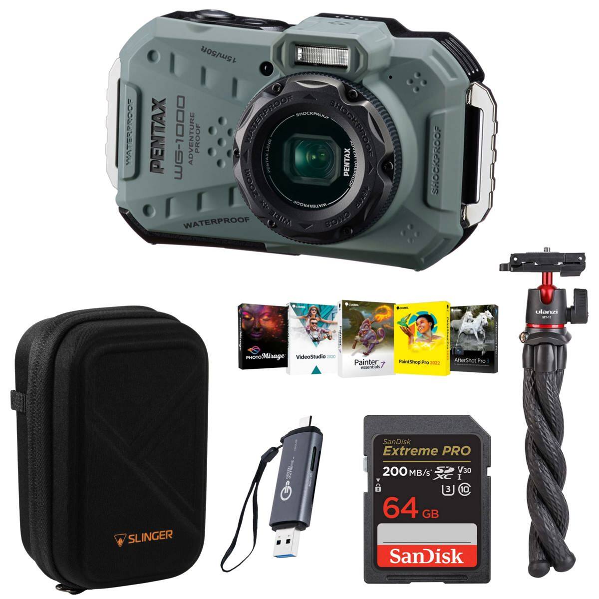 SOORSASTAW  
15m/50ft PENTAX ERPROOF SHOCKPROOF: 0001-9m ADVENTURE PROOF WOOZ PENTAR Lews WATERPROOF PENTAX ESTOREPROSE 20181 WATERPROOF SONO  
SHOCKPROOF  
COUNS  
ulanzi 19-TW  
PHONoMirage VideoStudio  
Painter essentials  
PaintShop Pro 2022  
AfterShot Pro  
SanDisk Extreme PRO  
SLINGER  
200 MB/s SD V30 XC I 3 10 64 GB SanDisk