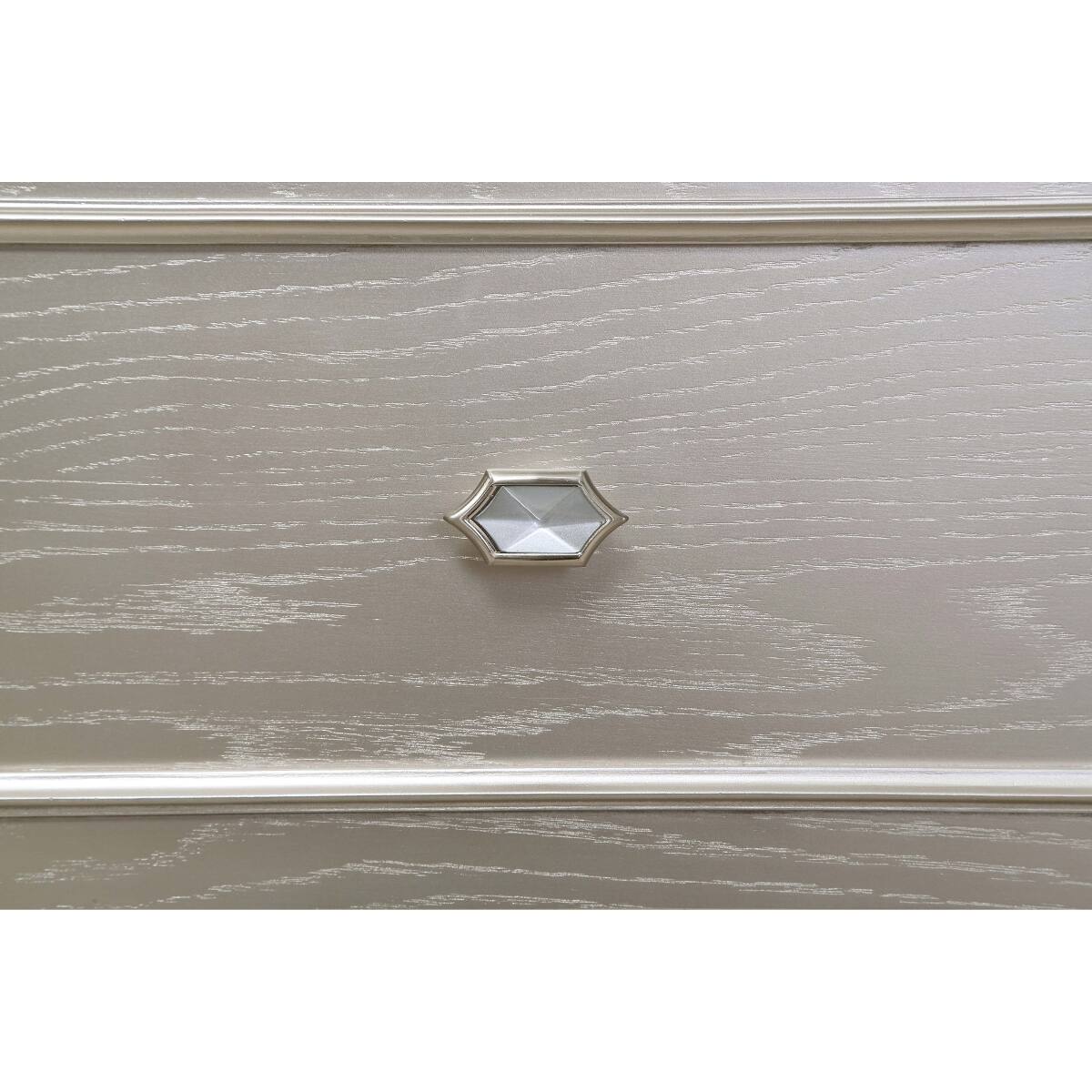 Alt View 8. Loheer - Loheer Silver Oak 3 Drawer Nightstand with Geometric Hardware and Tapered Legs - Silver Oak.