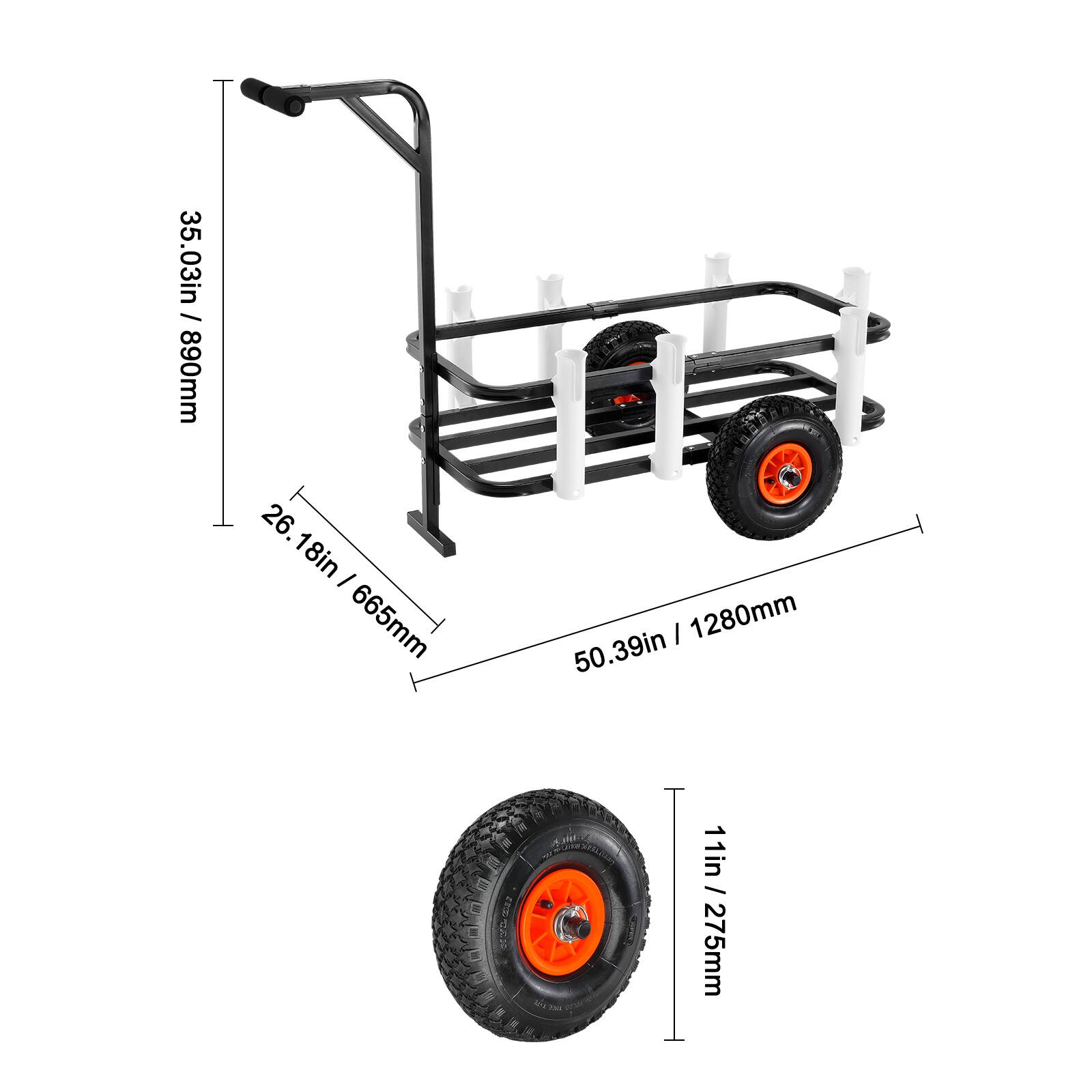 35.03in / 890mm, 26.18in / 665mm, 50.39in / 1280mm, 11in / 275mm