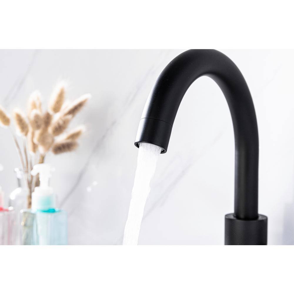 Alt View 7. Elegant Kitchen and Bath - Louis Single Hole Single Handle Bathroom Faucet in Matte Black - Matte Black.