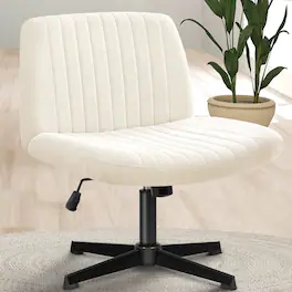Neo Chair - Criss Cross Chair No Wheels Armless Cross Legged Office Desk Comfy Vanity Makeup Chair for Home Office Fabric - Standard-Beige