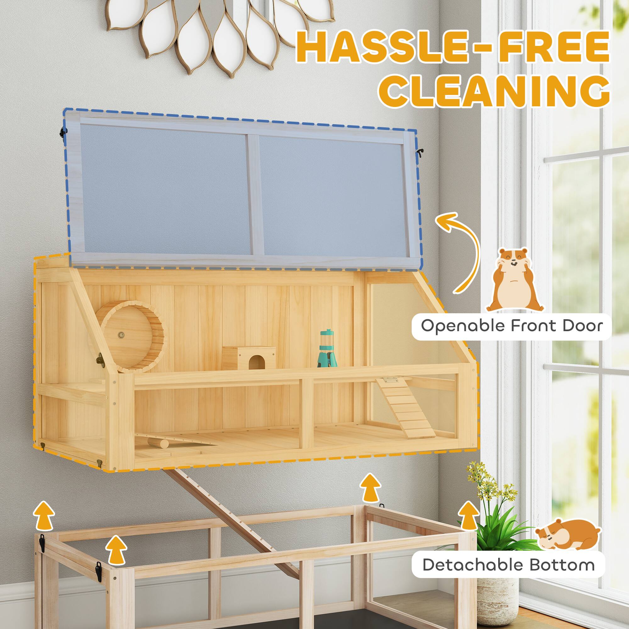 HASSLE-FREE CLEANING

- Openable Front Door
- Detachable Bottom