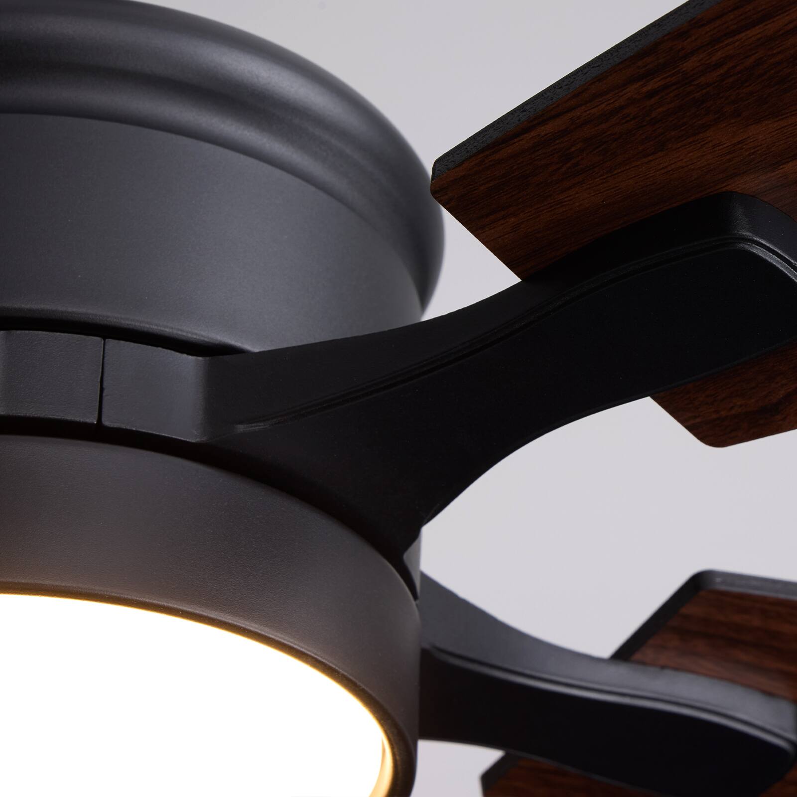 Alt View 8. Siljoy - 52 Inch Modern Walnut Wood 5 Blade Ceiling Fan with LED Light Minimalist Ceiling Fan Light for Bedroom Living Room Foyer - Walnut Wood.
