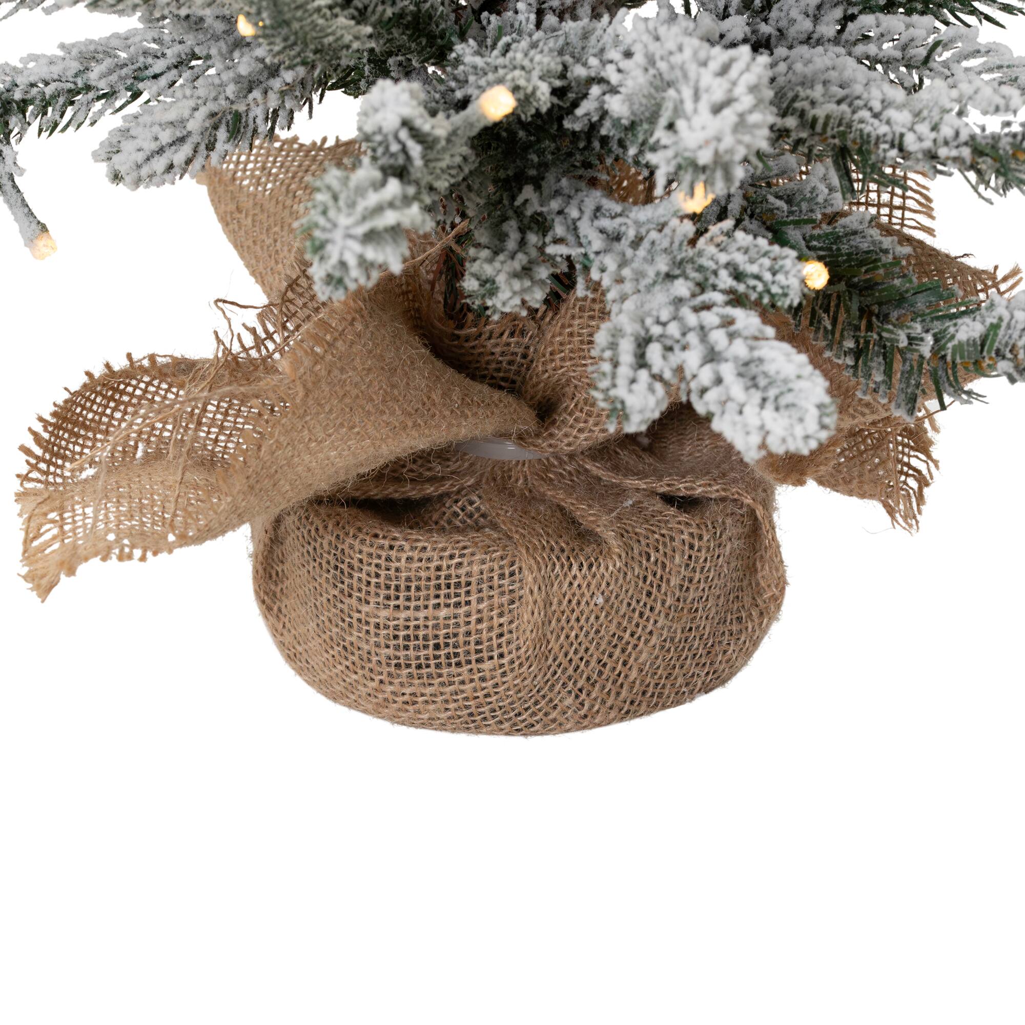 Alt View 4. Northlight - Real Touch™ Pre-Lit B/O Tamarack Pine Artificial Christmas Tree with Burlap - 2' Warm White LED - Green.