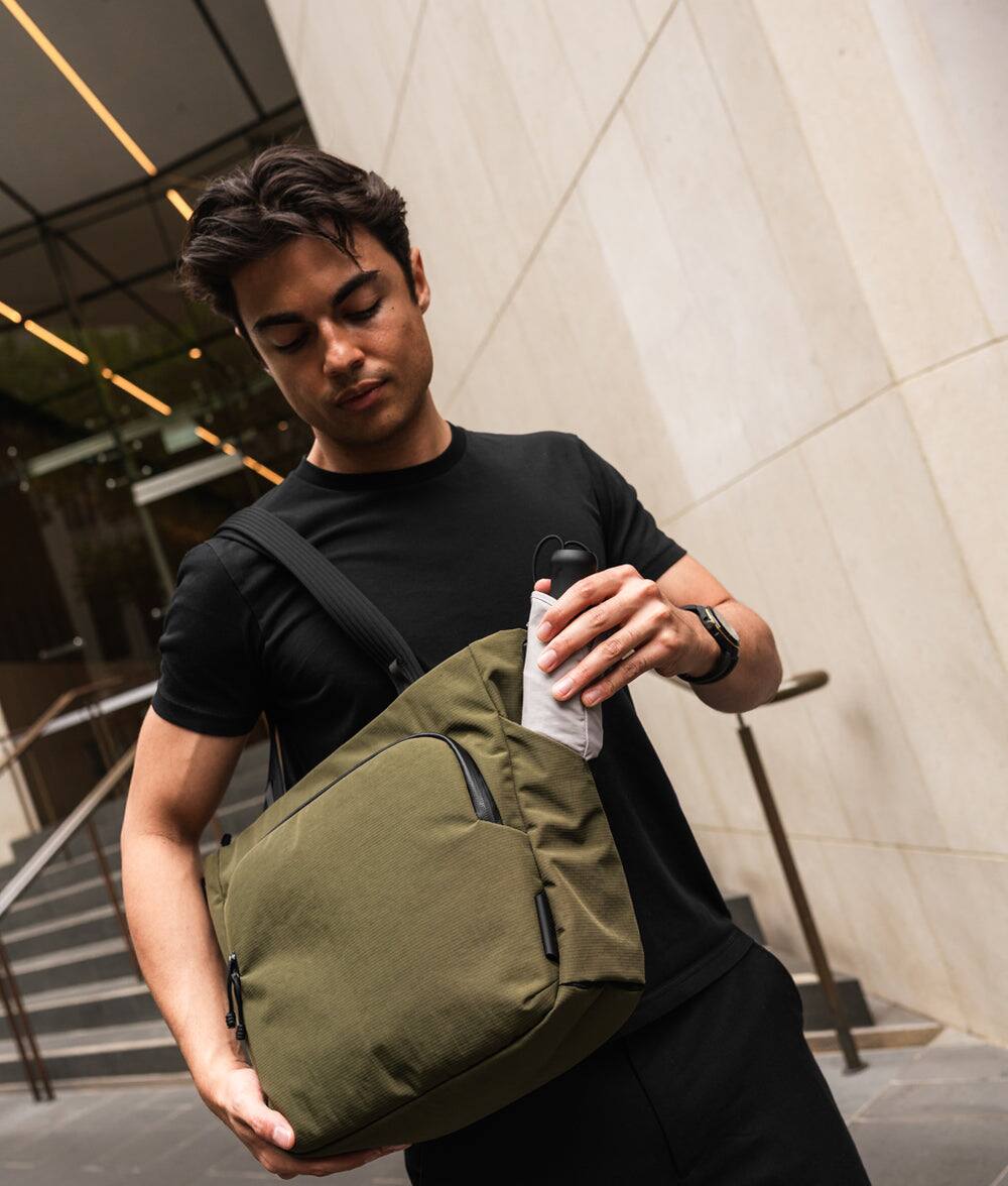 Alt View 6. ALPAKA - Bravo Tote V2 Work & Travel Laptop Tote Bag, Fits 16” MacBook Pro + 14” Tablet - Green Axoflux 400D.