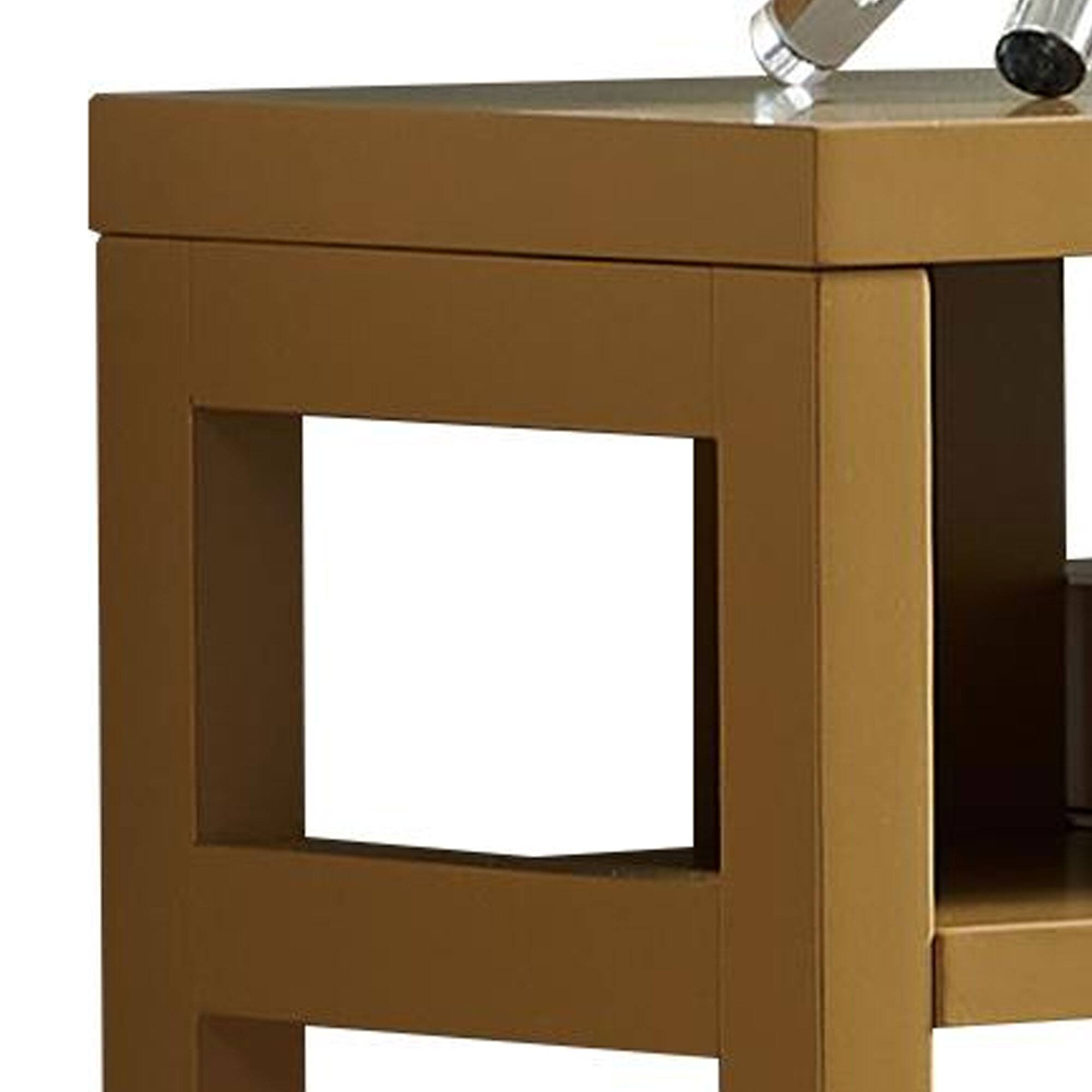 Back. Kings Brand Furniture - Kings Brand Furniture Bisbee Wood Console Table with 2 Open Storage Shelves - Honey mustard.