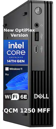 Dell - OptiPlex Micro QCM1250 Mini Desktop, Intel i5-14500T, 8GB DDR5, 256GB PCIe SSD, Dual 4K, USB-C, Win11 Pro - Black
