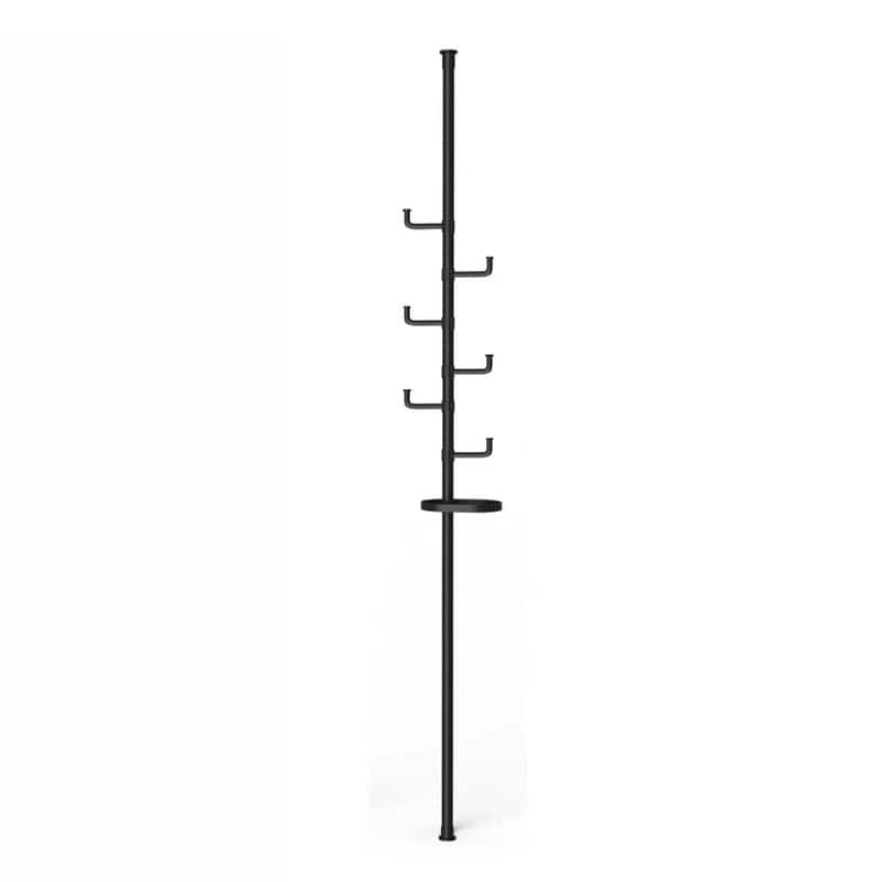 ALEXOUN - Adjustable Laundry Pole Drying Coat Rack - DIY Floor-to-Ceiling Tension Rod with Trays, Indoor/Balcony Coat & Storage - Black