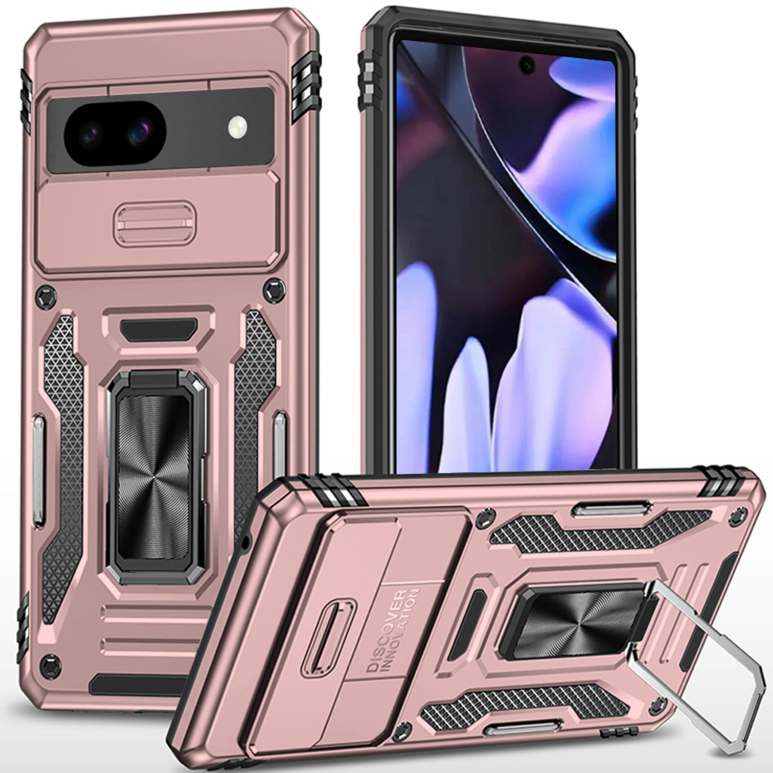 Kitcheniva - Magnetic Sliding Lens Stand Case With Tempered Glass For Google Pixel 9a - Rose Gold price history on PriceWatchPro