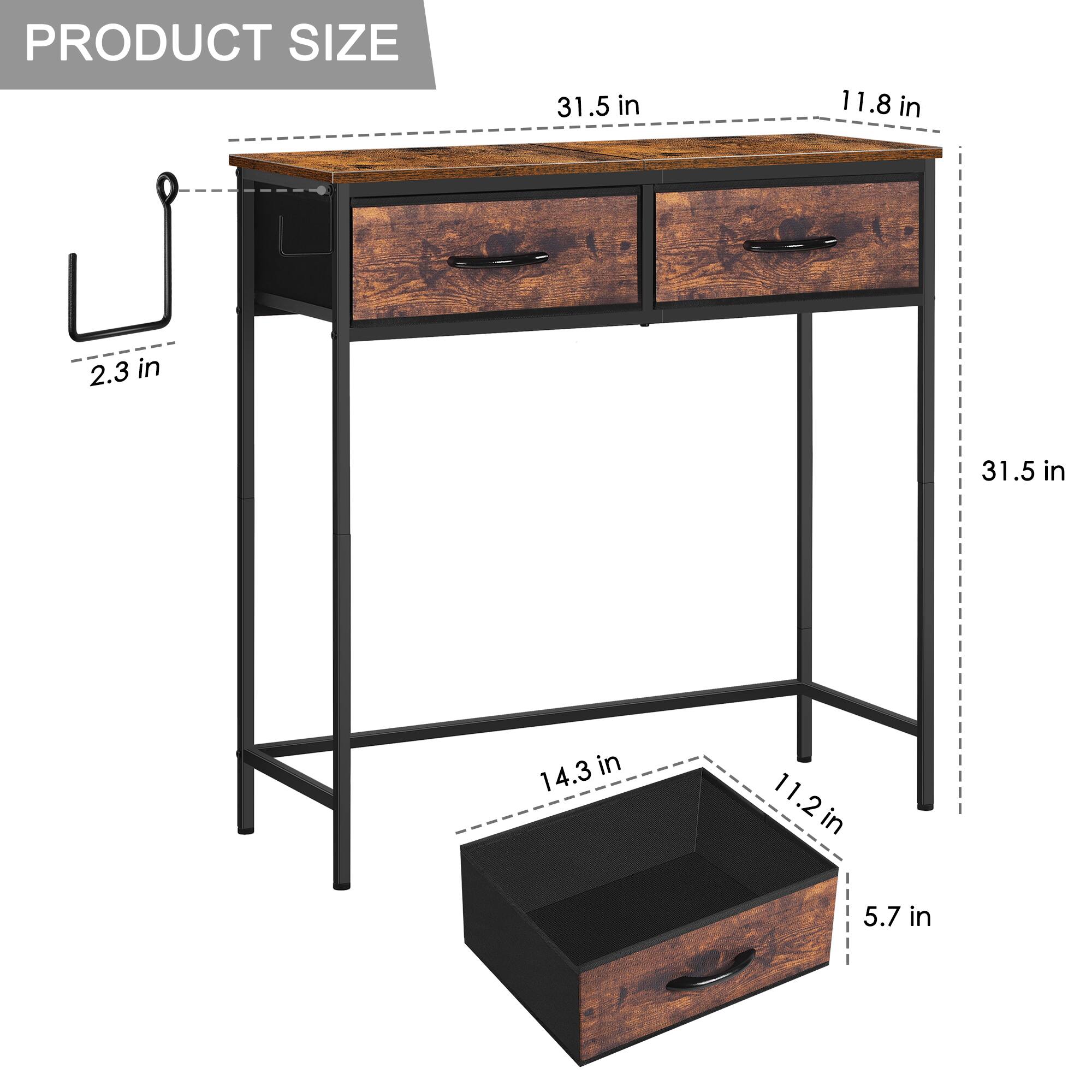 PRODUCT SIZE

- Length: 31.5 in
- Width: 11.8 in
- Height: 31.5 in
- Drawer Dimensions: 14.3 in x 11.2 in x 5.7 in
- Leg Thickness: 2.3 in