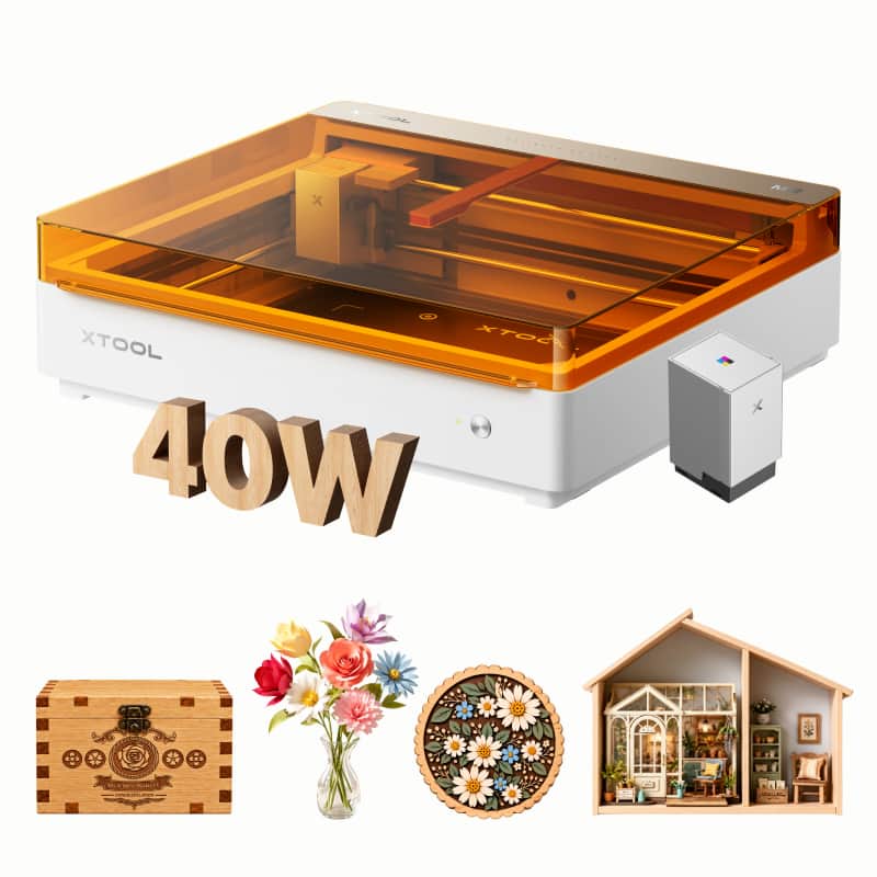 xTool - M2 40W Color Craft Laser Engraver and Cutter, Print & Cut Bundle