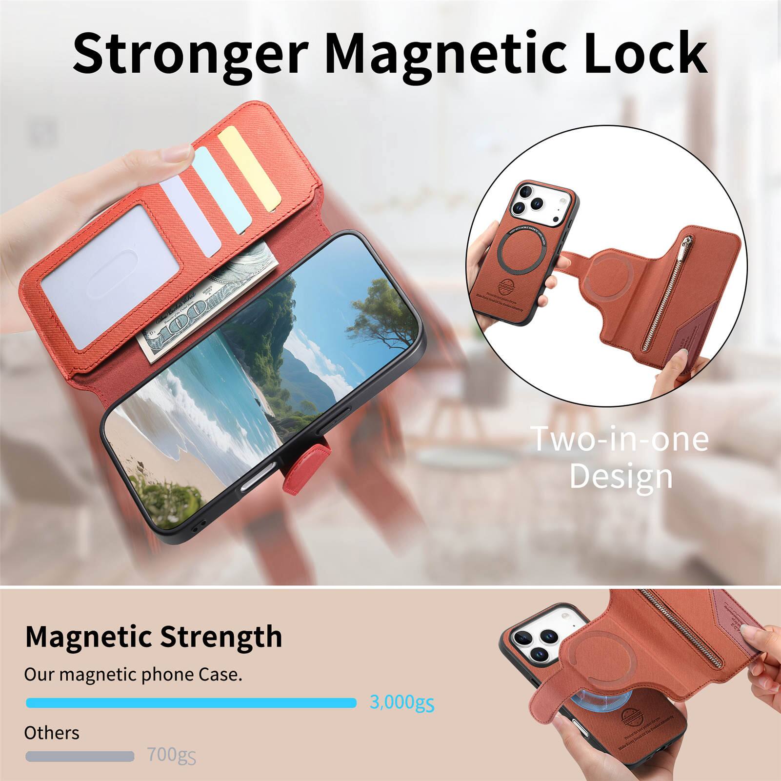 Stronger Magnetic Lock

Two-in-one Design

Magnetic Strength

Our magnetic phone Case. 3,000gs

Others 700gs