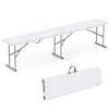 Front. Costway - Costway 1 PCS Portable Folding Bench with Convenient Handle Non-slip Foot Pads Sturdy Metal Legs - White.