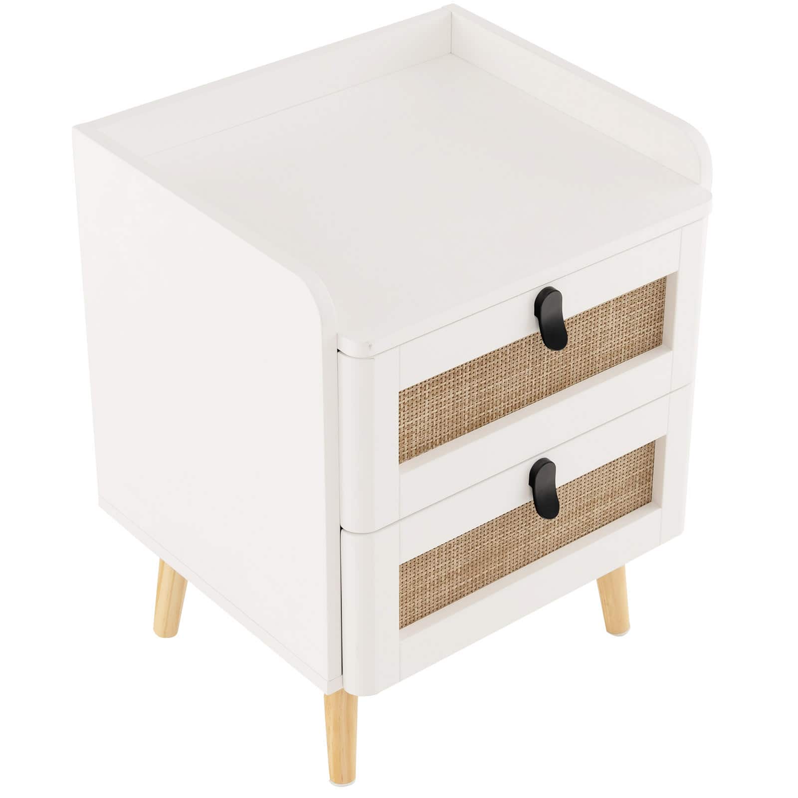 WELLFOR - Modern Nightstand with 2 Rattan-Decorated Drawers - White price history on PriceWatchPro