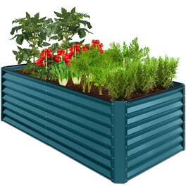 Best Choice Products - 6x3x2ft Outdoor Metal Raised Garden Bed for Vegetables Flowers Herbs - Peacock Blue