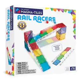 Rail Racers 33-Piece Magnetic Construction Set, THE ORIGINAL MAGNA-TILES