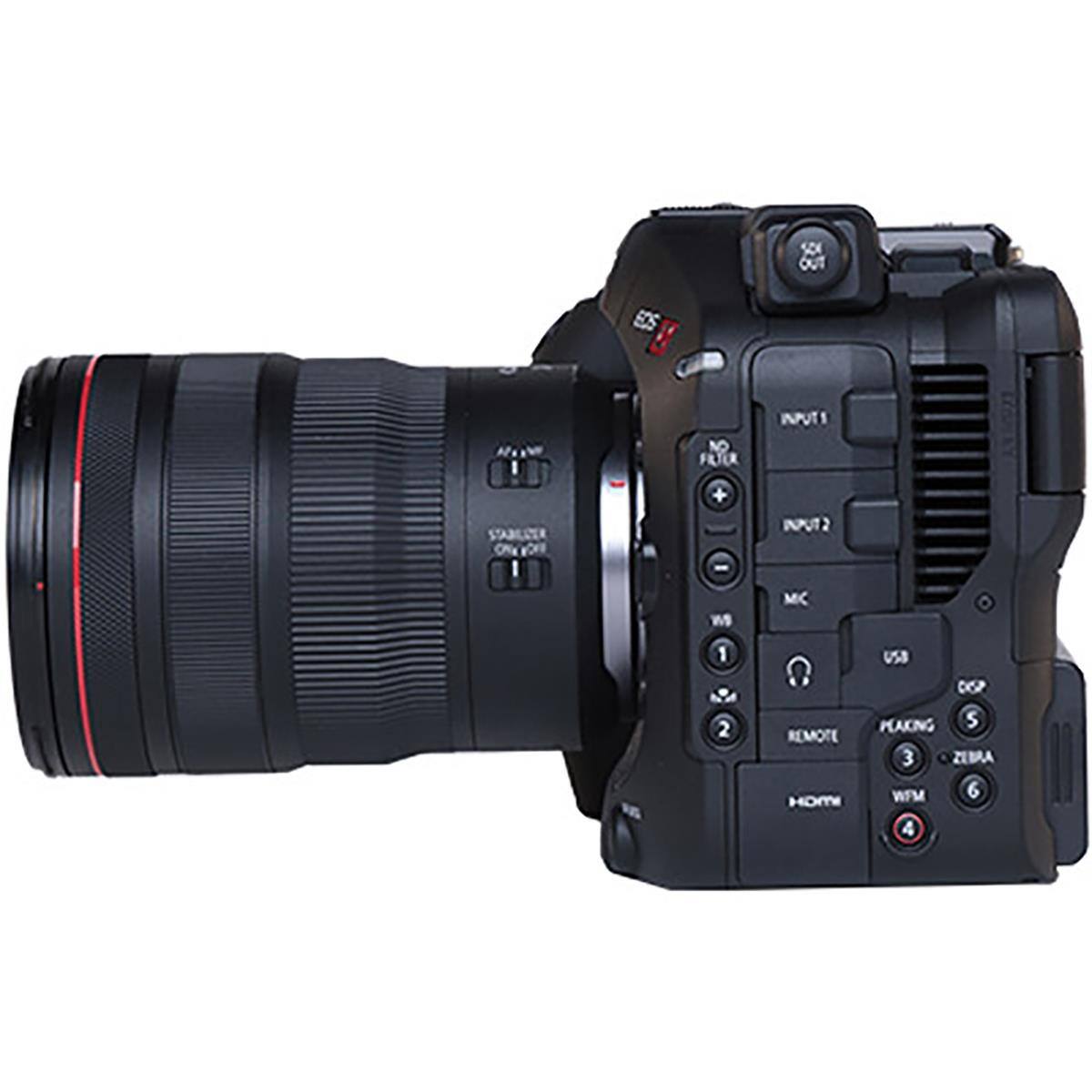 EOS  
RIVE  
NO FATER  
INPUT 1  
STABILIZER  
INPUT 2  
MIC  
1 2  
REMOTE HDMI  
USA CASP PEAKING S 3 ZURA MRW 6 4