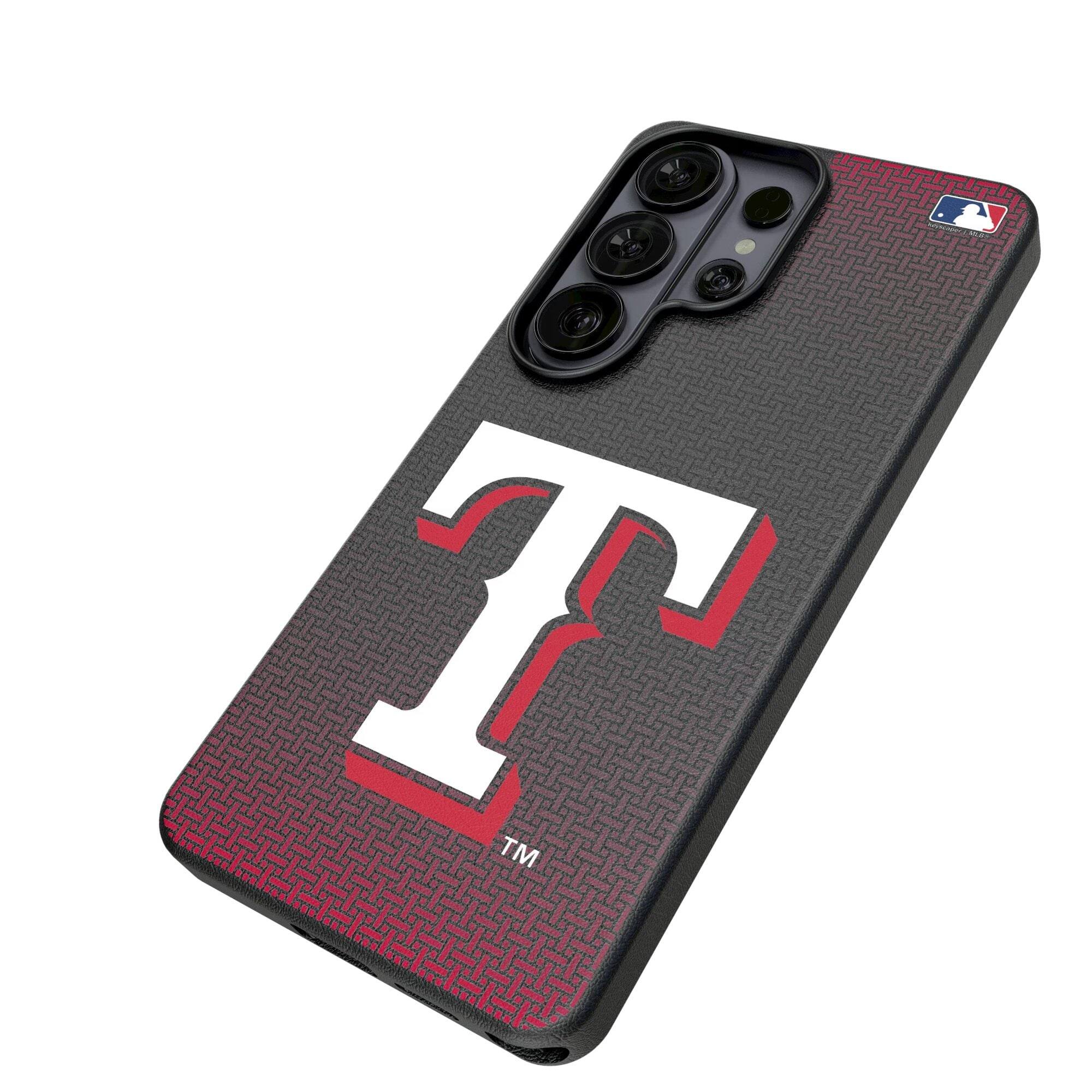 Alt View 1. Keyscaper - Texas Rangers Linen Galaxy Magnetic Bump Case - S25 Ultra - Black.