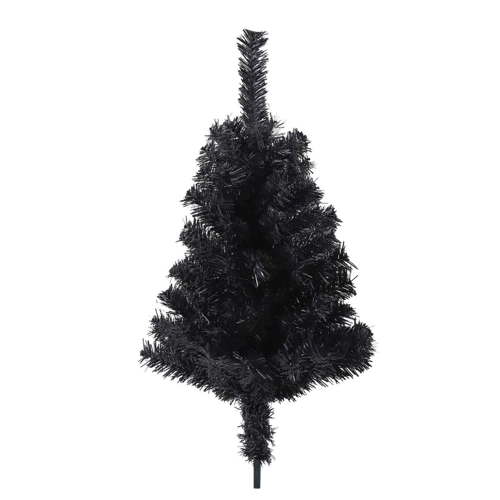 Alt View 2. BreeBe - 7.5FT Black Slim Artificial Christmas Tree  Includes Foldable Metal Stand - Black.