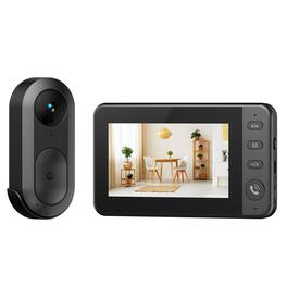 Cluzine - Wireless Video Doorbell with 4.3" Indoor Monitor Standard Doorbell,Wide Angle, No WiFi Needed