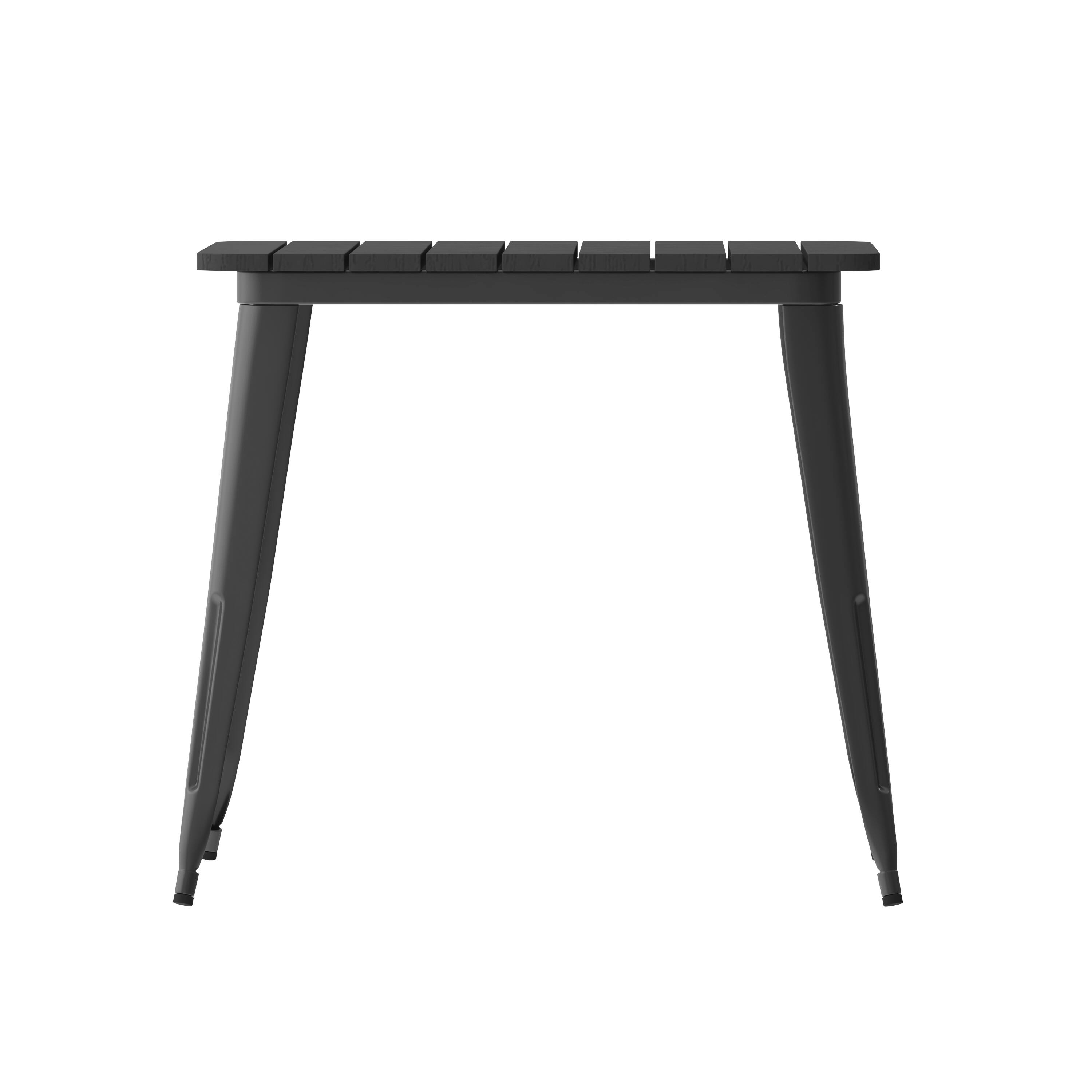 Left. Flash Furniture - Declan Commercial Grade Indoor/Outdoor Dining Table, 31.5" Square All Weather Black Poly Resin Top with Black Steel Base - Black.