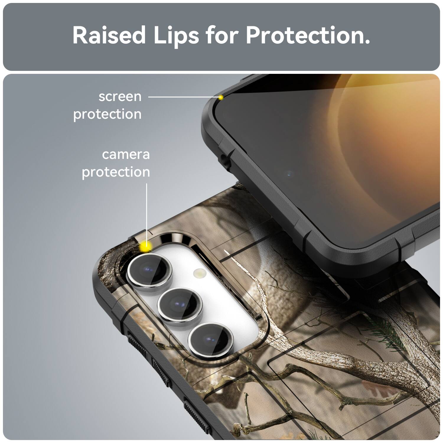 Raised Lips for Protection.  
screen protection  
camera protection