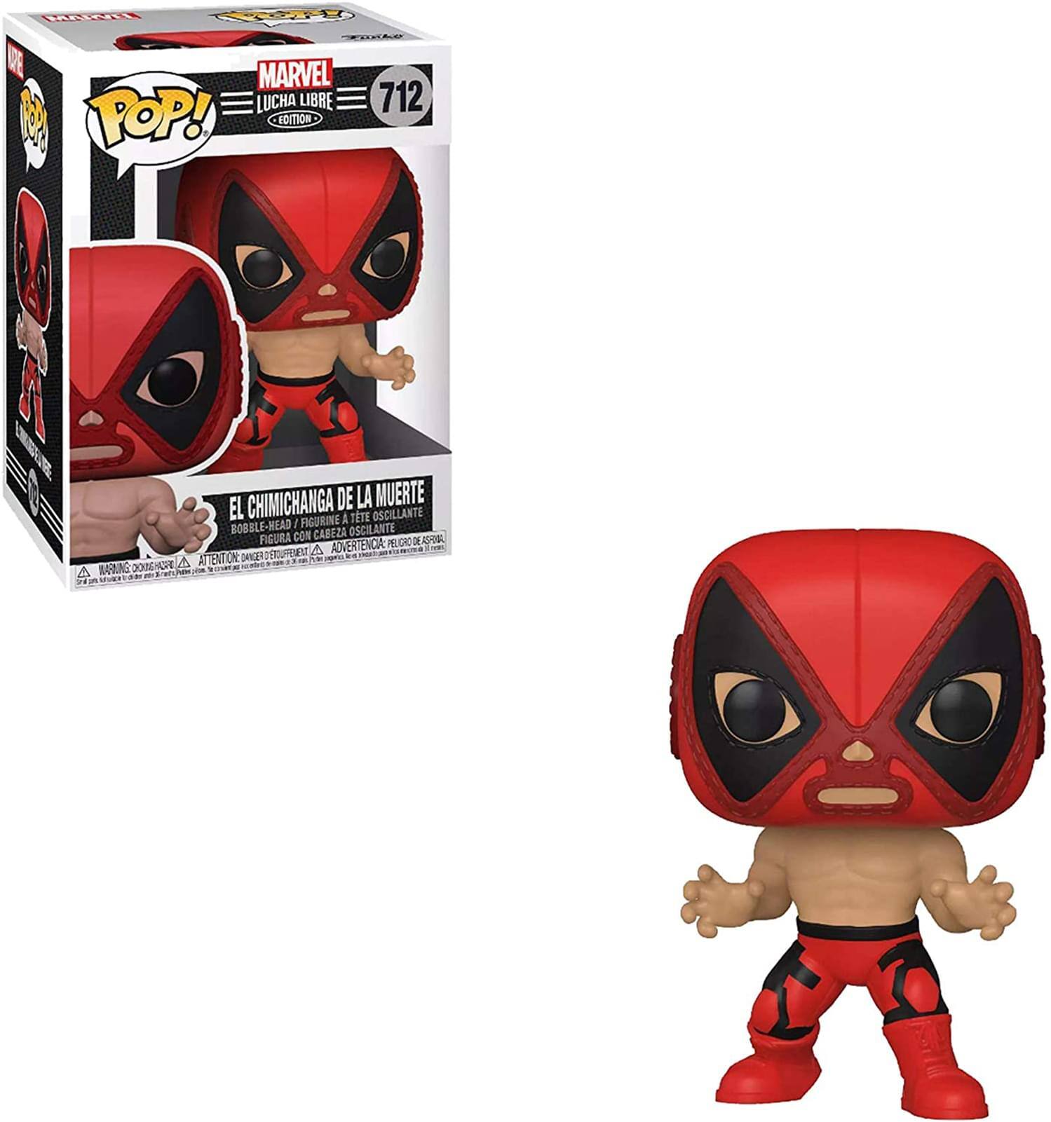 MARVEL  
POP!  
Lucha Libre Edition  
712  

EL CHIMICHANGA DE LA MUERTE  
Figurine avec tête oscillante  
Figurine con cabeza oscilante  

ADVERTENCIA:  
ADVERTENCIA:  
WARNING: CHOKING HAZARD - Small parts. Not for children under 3 years.