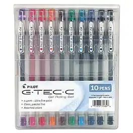 Pilot - G-Tec-C Gel Pens, Ultra Fine Point, Assorted Ink, 10/Pack (35484)