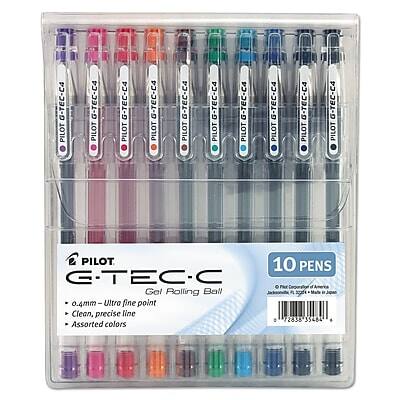 Pilot - G-Tec-C Gel Pens, Ultra Fine Point, Assorted Ink, 10/Pack (35484)