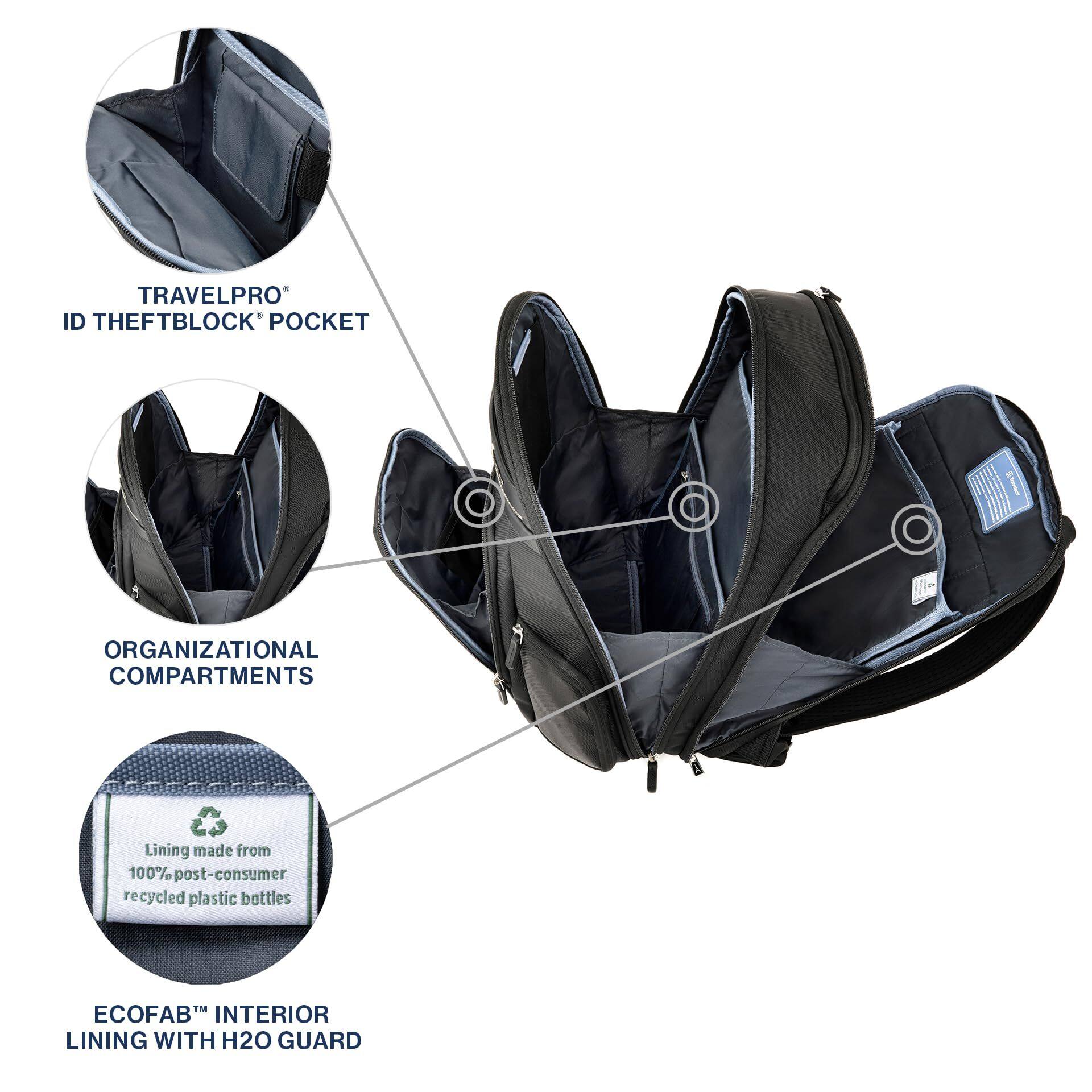 TRAVELPRO® ID THEFTBLOCK® POCKET

ORGANIZATIONAL COMPARTMENTS

Lining made from 100% post-consumer recycled plastic bottles

ECOFAB™ INTERIOR LINING WITH H2O GUARD
