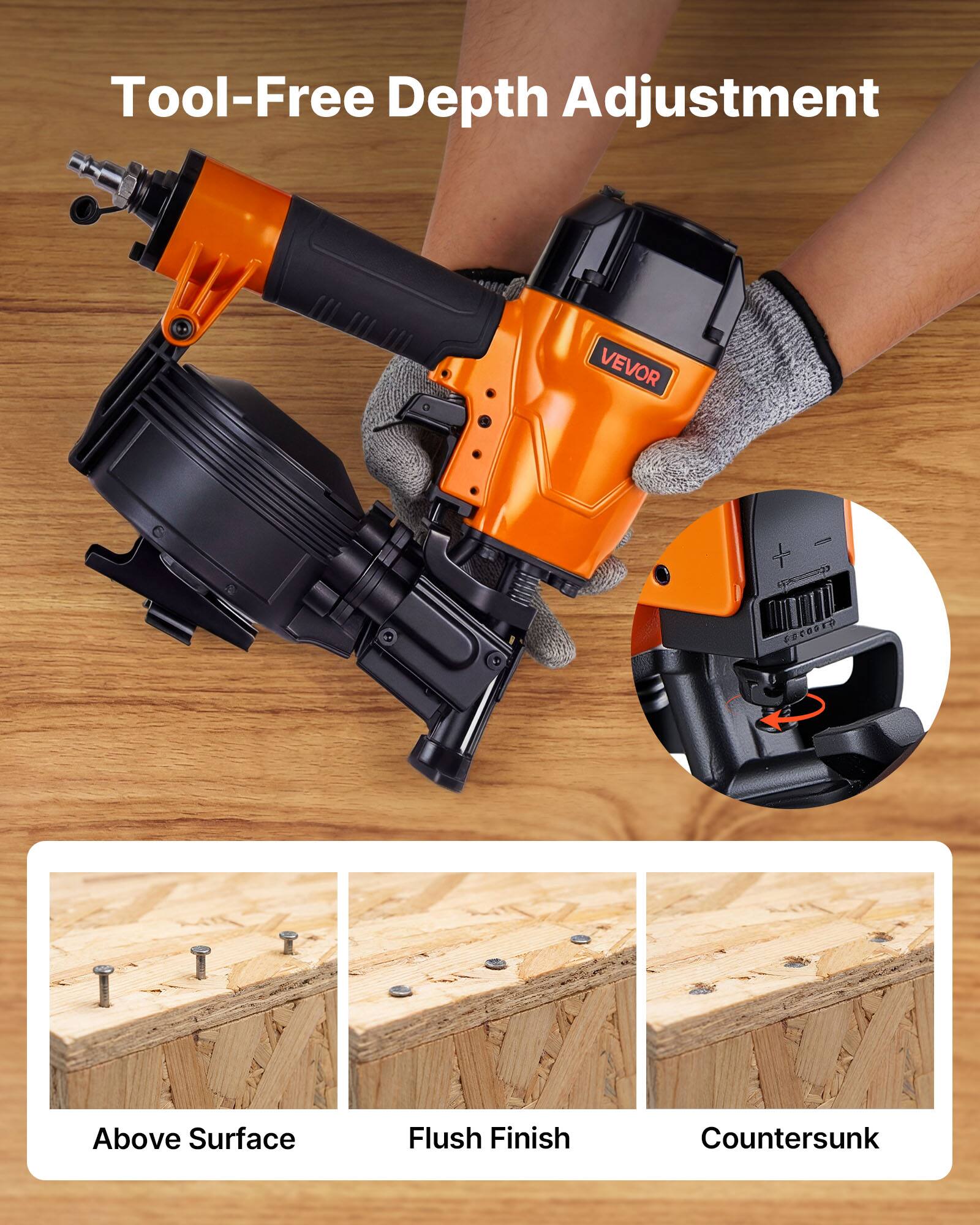 Tool-Free Depth Adjustment

VEVOR

Above Surface Flush Finish Countersunk