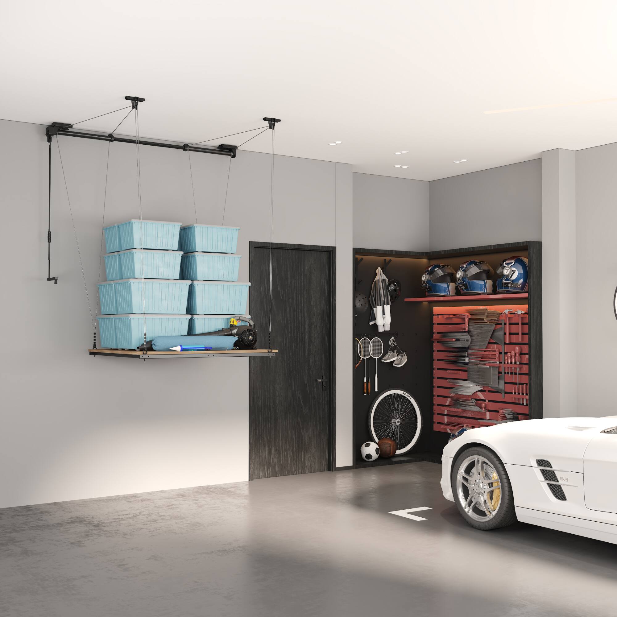 Alt View 5. Fleximounts - Gl2 4x4 Ft Garage Lifting Storage Rack Without Platform - Black.