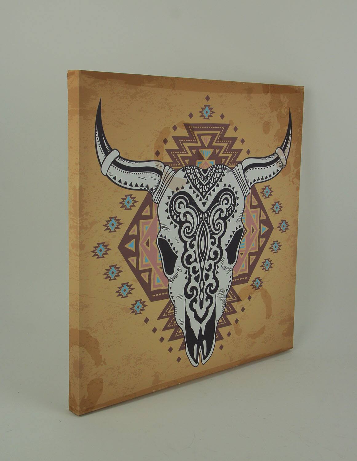 Alt View 1. De Leon Collections - Southwest Steer Skull Santa Fe Style Canvas Print - Multicolored.