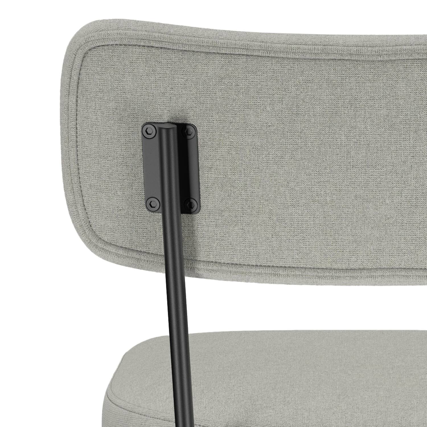 Alt View 9. Simpli Home - Giselle Contemporary Modern Swivel Bar Stool (Set of 2) in Light Grey  Polyester Linen - Light Grey.