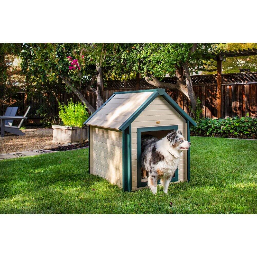 Angle. New Age Pet - ECOFLEX Bunk Style Dog House - Large - Maple.