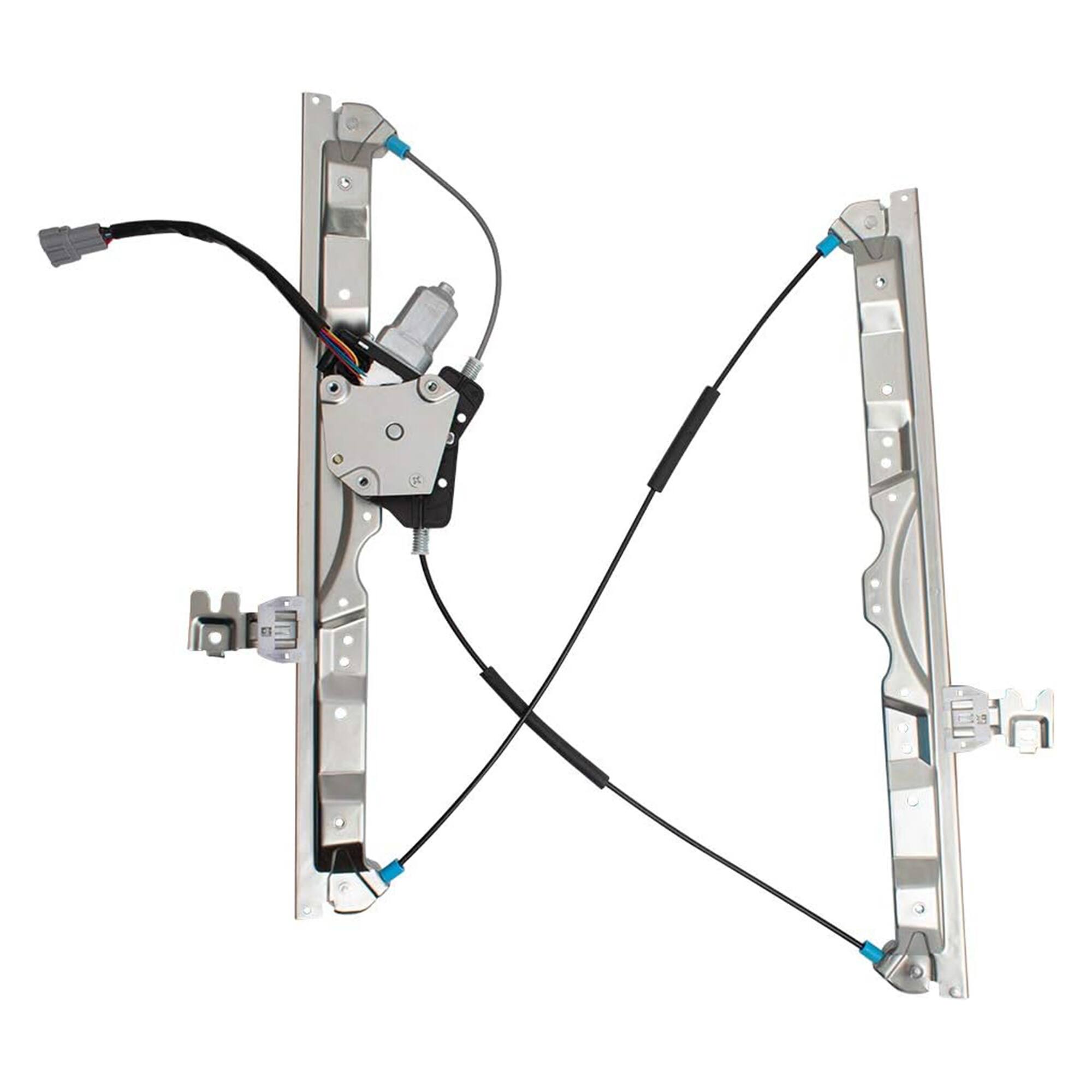 Front. Brock - Brock Replacement Passengers Front Power Window Lift Regulator with Motor, Left - Silver.