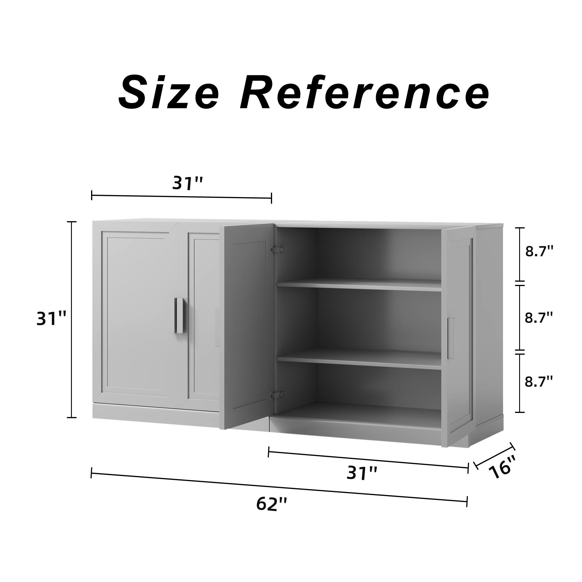 Size Reference  
31"  
8.7"  
31"  
8.7"  
8.7"  
62"  
31"  
16"