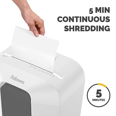 5 MIN CONTINUOUS SHREDDING  
Fellowes  
5 MINUTES