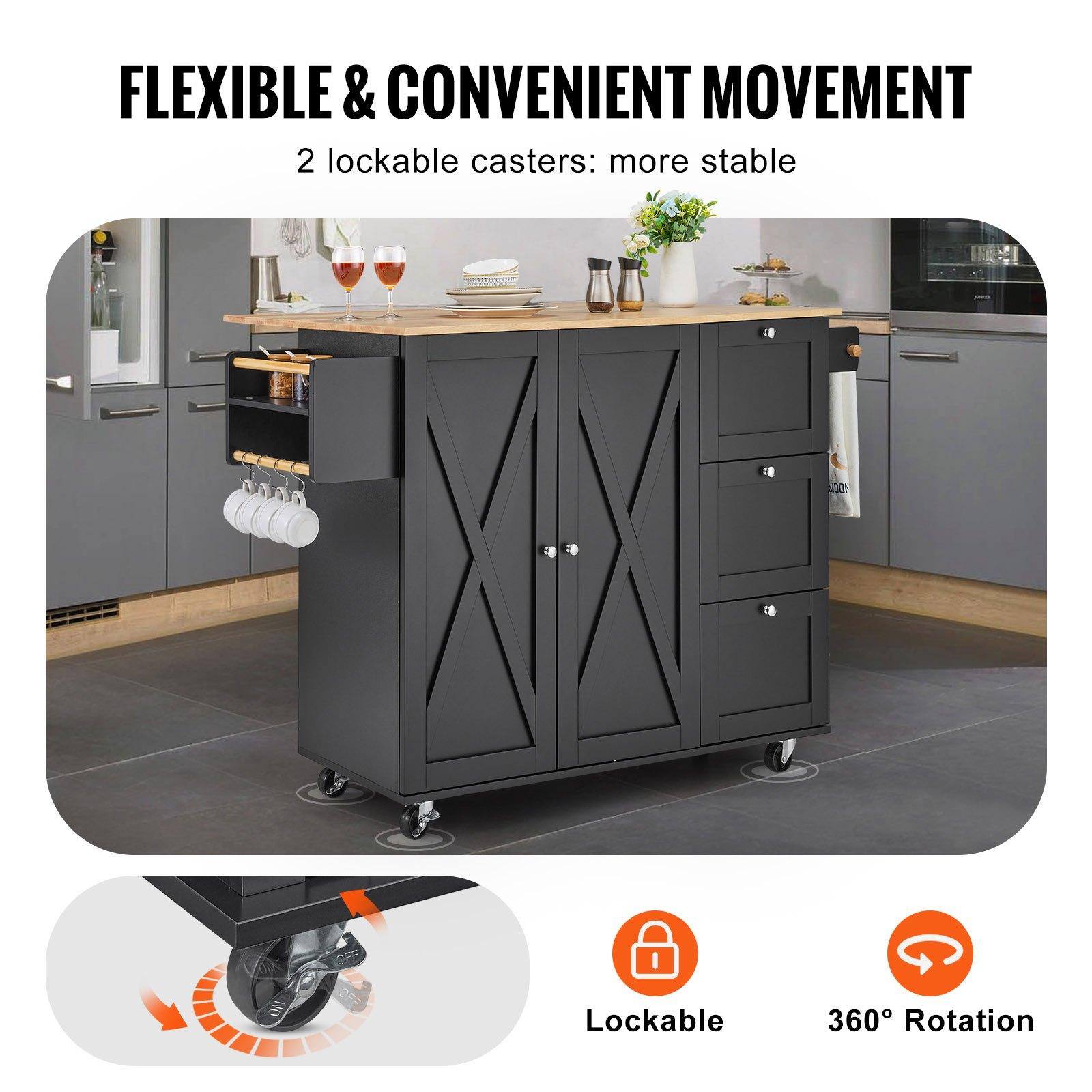 FLEXIBLE & CONVENIENT MOVEMENT  
2 lockable casters: more stable  

Lockable  
360° Rotation