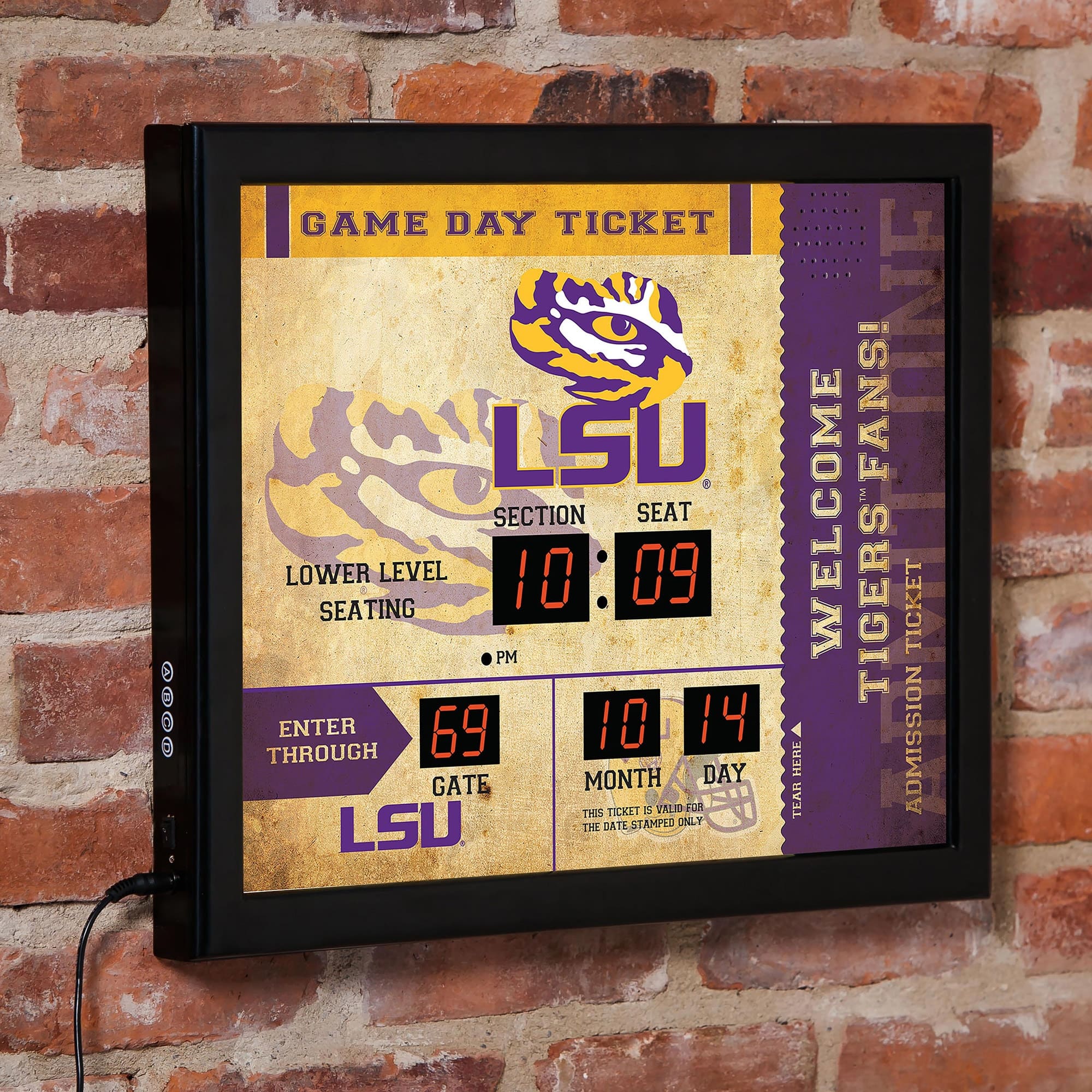 Evergreen Enterprises - LSU Tigers 15" x 19" Bluetooth Scoreboard Wall Clock - Brown